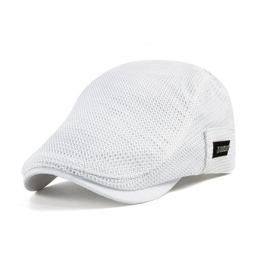 Men's Mesh Flat Cap with Adjustable Fit and Ventilation
