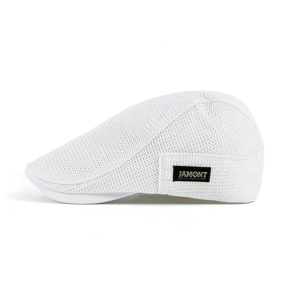 Men's Mesh Flat Cap with Adjustable Fit and Ventilation