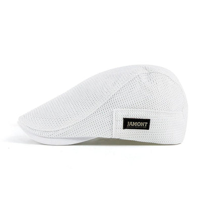 Men's Mesh Flat Cap with Adjustable Fit and Ventilation
