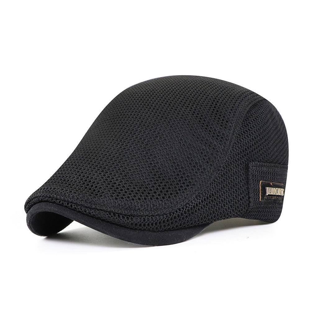 Men's Mesh Flat Cap with Adjustable Fit and Ventilation