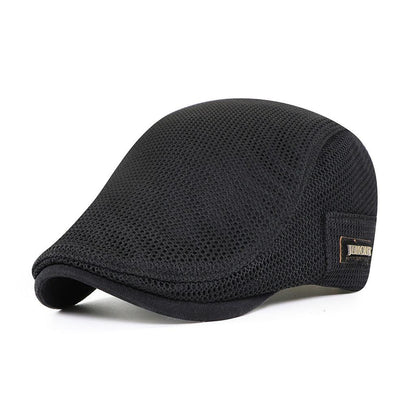 Men's Mesh Flat Cap with Adjustable Fit and Ventilation