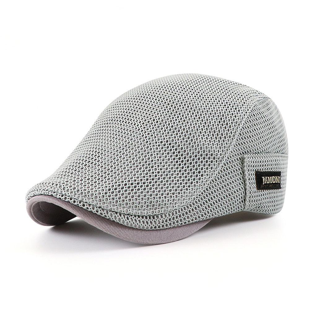 Men's Mesh Flat Cap with Adjustable Fit and Ventilation