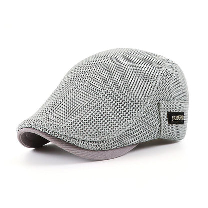 Men's Mesh Flat Cap with Adjustable Fit and Ventilation