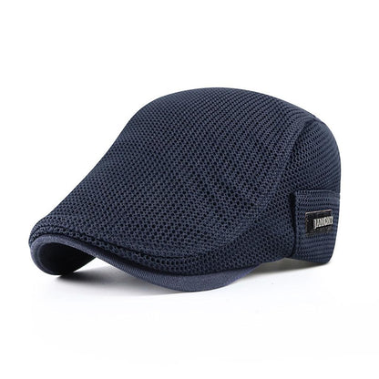 Men's Mesh Flat Cap with Adjustable Fit and Ventilation
