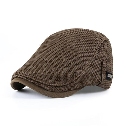 Men's Mesh Flat Cap with Adjustable Fit and Ventilation