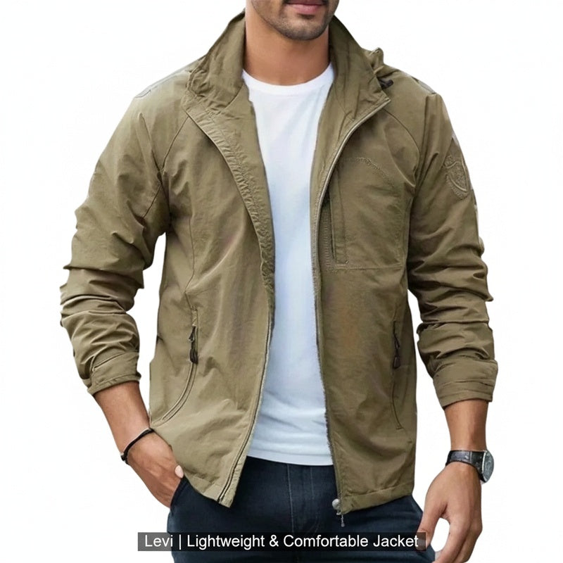 Men's Mid-Season Jacket with Hood and Zip Closure