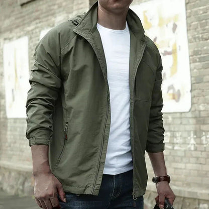 Men's Mid-Season Jacket with Hood and Zip Closure