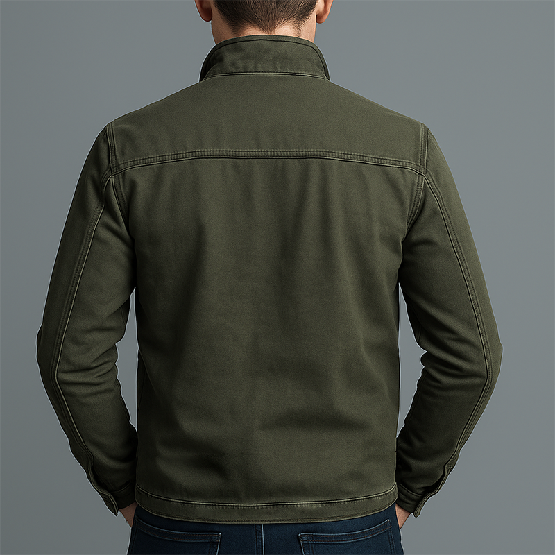 Men's Mid-Season Jacket with Stand Collar and Zip Closure