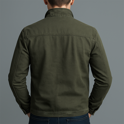 Men's Mid-Season Jacket with Stand Collar and Zip Closure