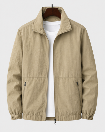 Men's Mid-Season Jacket with Stand Collar and Zip Pockets