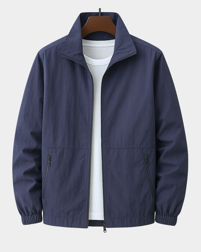 Men's Mid-Season Jacket with Stand Collar and Zip Pockets
