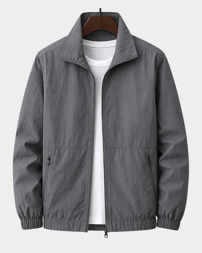 Men's Mid-Season Jacket with Stand Collar and Zip Pockets