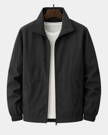 Men's Mid-Season Jacket with Stand Collar and Zip Pockets