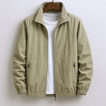 Men's Mid-Season Jacket with Stand Collar, Zip Closure and Zip Pockets