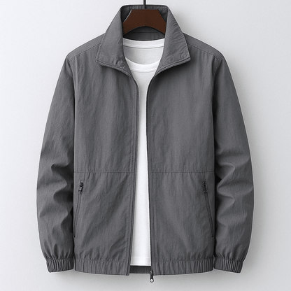 Men's Mid-Season Jacket with Stand Collar, Zip Closure and Zip Pockets