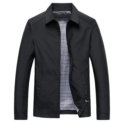 Men's Mid-Season Jacket with Zip Closure and Spread Collar