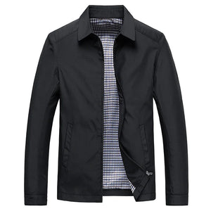 Men's Mid-Season Jacket with Zip Closure and Spread Collar