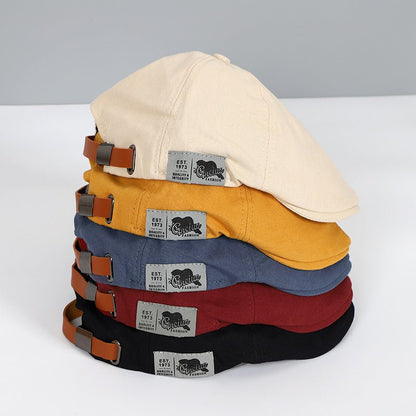 Men's Newsboy Cap Flat Cap with Adjustable Strap and Structured Brim
