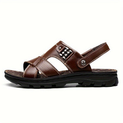 Men's Open Toe Sandals with Adjustable Buckle Strap and Synthetic Upper