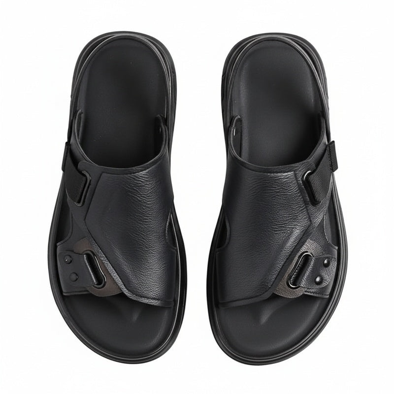 Men's Open Toe Sandals with Adjustable Elastic Strap and Chunky Sole