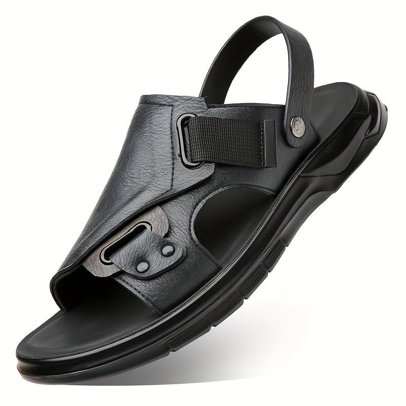 Men's Open Toe Sandals with Adjustable Elastic Strap and Chunky Sole