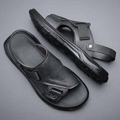 Men's Open Toe Sandals with Adjustable Elastic Strap and Chunky Sole