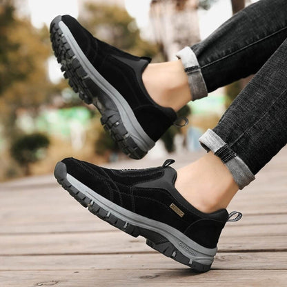 Men's Orthopedic Hiking Shoes Slip-On with Round Toe and Rubber Outsole