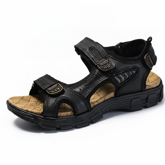 Men's Outdoor Hiking Sandals with Adjustable Hook and Loop Straps and Arch Support Footbed