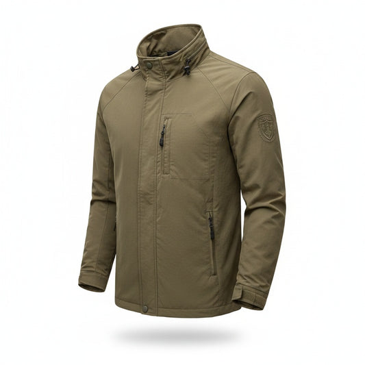 Men's Outdoor Jacket with Hood and Zip Closure