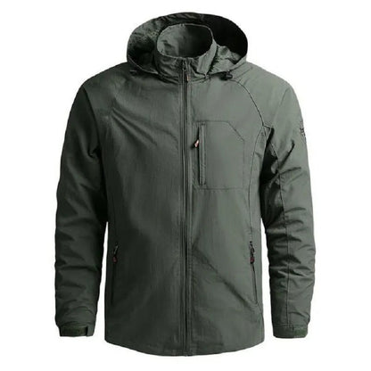 Men's Outdoor Jacket with Hood and Zip Closure