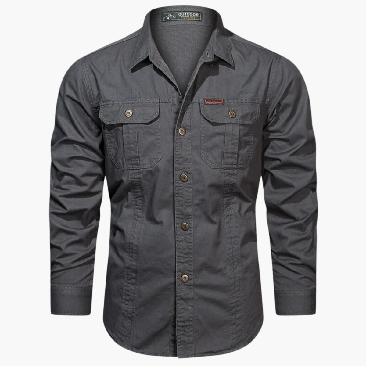 Men's Outdoor Long Sleeve Shirt with Button Closure and Chest Pockets