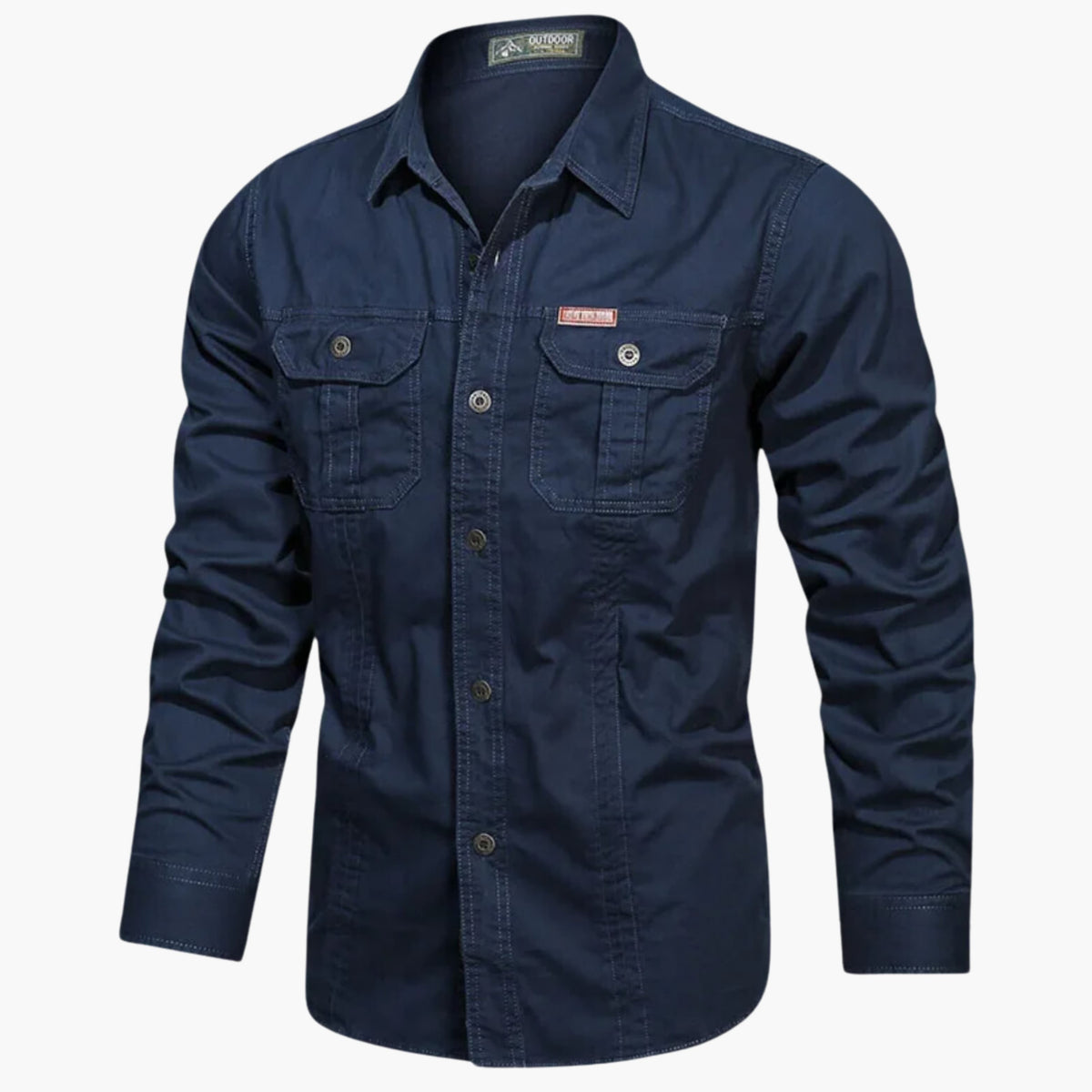 Men's Outdoor Long Sleeve Shirt with Button Closure and Chest Pockets