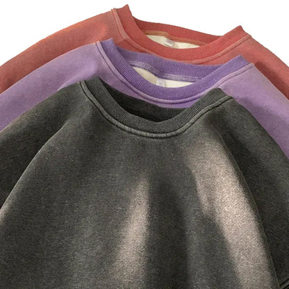 Men's Oversized Crewneck Sweatshirt with Drop Shoulders and Ribbed Cuffs