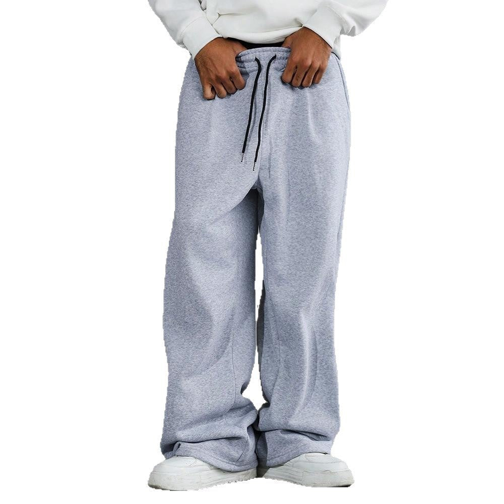 Men's Oversized Wide-Leg Fleece Sweatpants with Drawstring Waist