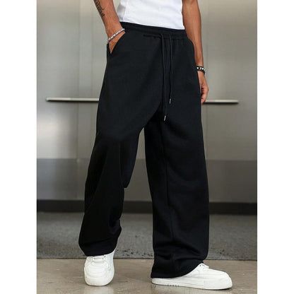 Men's Oversized Wide-Leg Fleece Sweatpants with Drawstring Waist