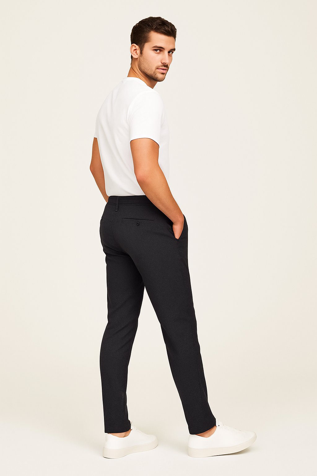 Men's Dress Pants with Button and Zip Closure