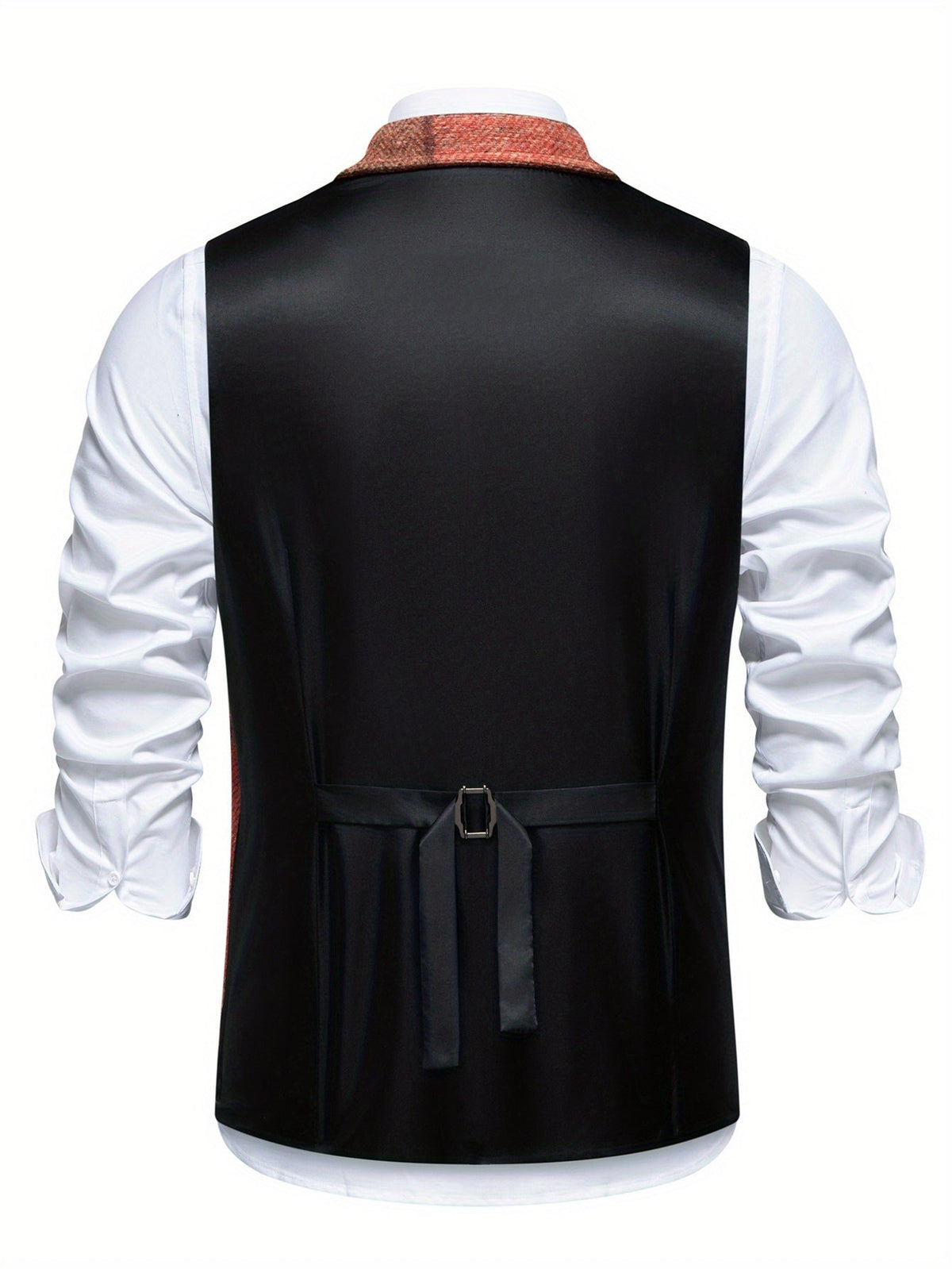 Men's Patchwork Suit Vest with Notch Lapel and Flap Pockets