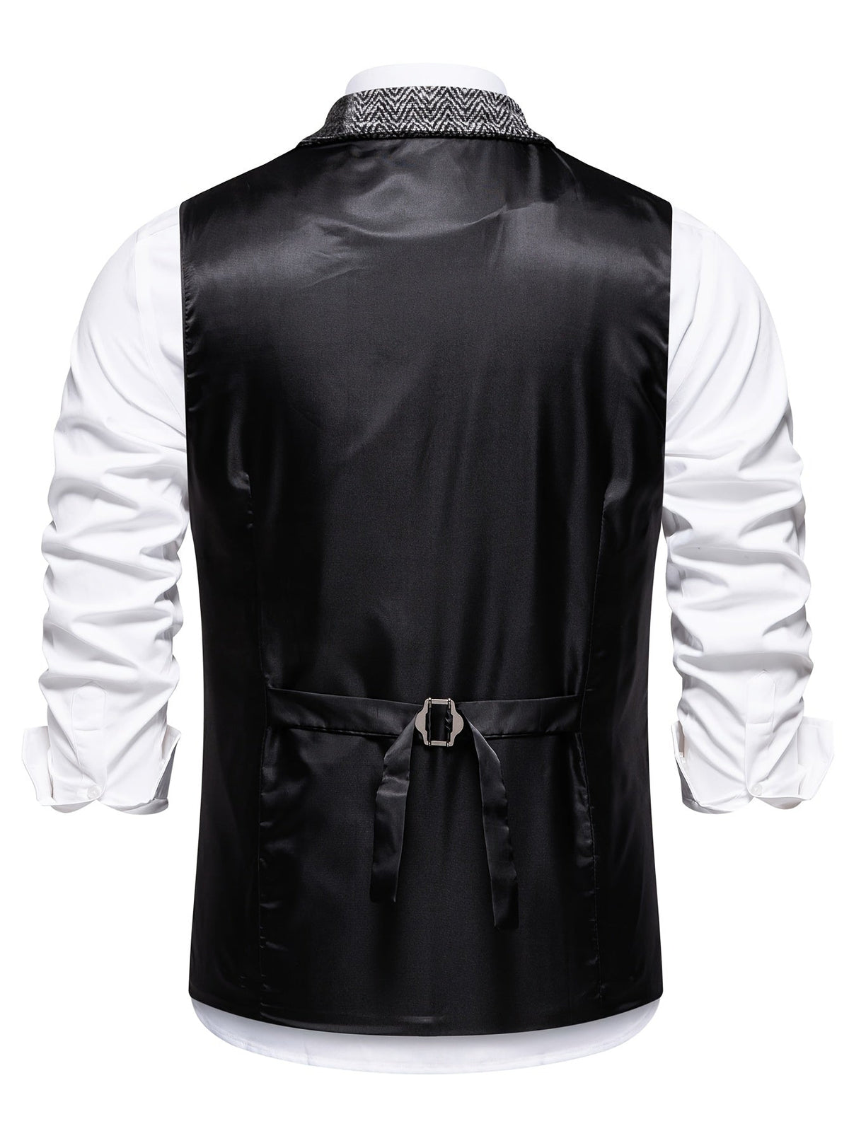 Men's Patchwork Suit Vest with Notch Lapel and Flap Pockets