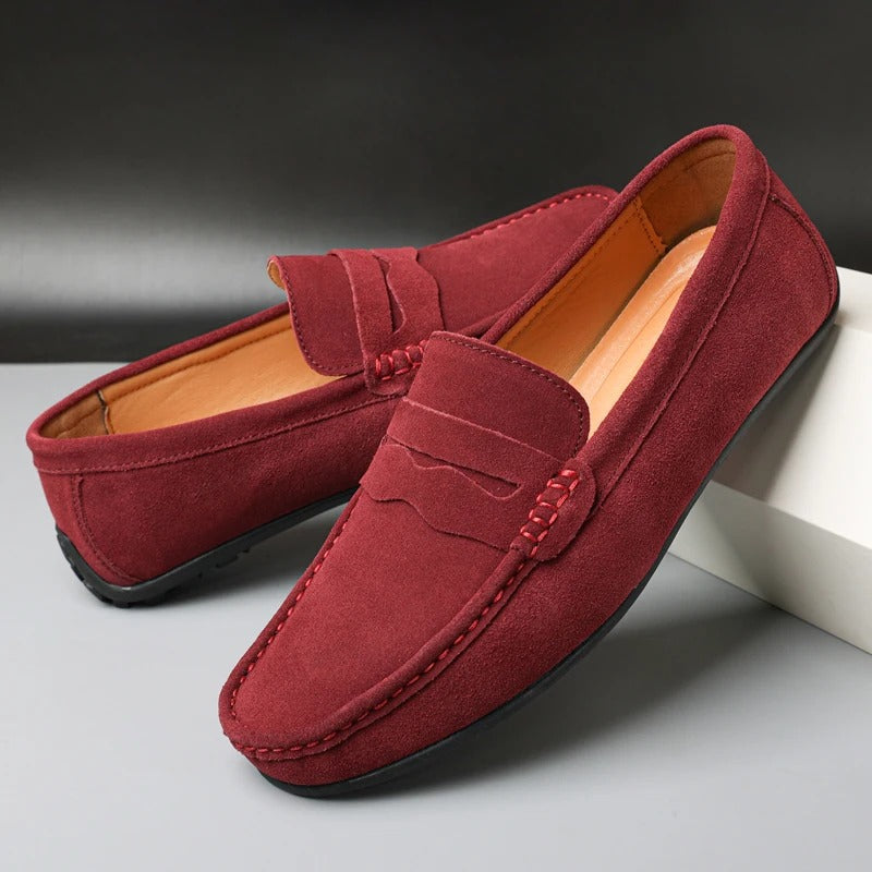 Men's Penny Loafers Slip-On with Round Toe and Flat Sole