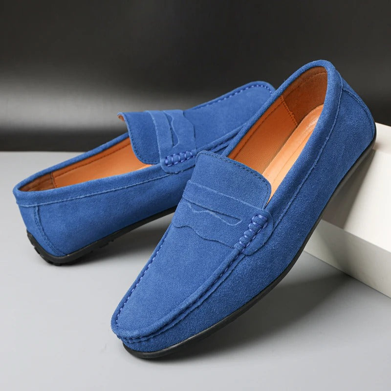Men's Penny Loafers Slip-On with Round Toe and Flat Sole