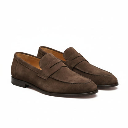 Men's Penny Loafers with Slip-On Design and Moccasin Seam Detail