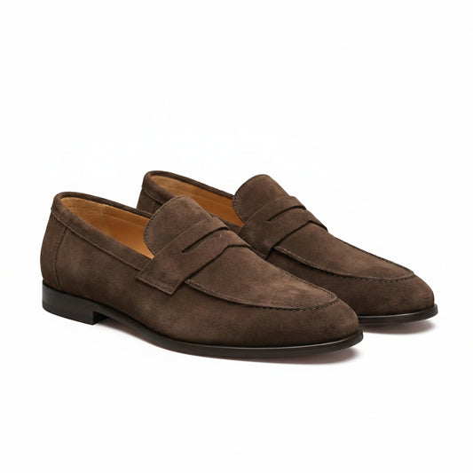 Men's Penny Loafers with Slip-On Design and Moccasin Seam Detail