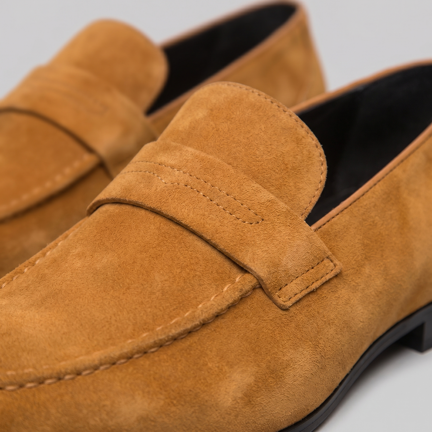 Men's Penny Loafers with Slip-On Design and Moccasin Seam Detail