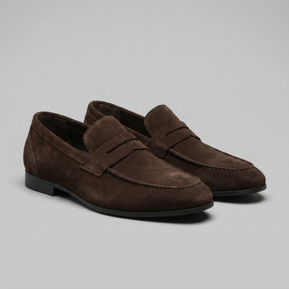 Men's Penny Loafers with Slip-On Design and Moccasin Seam Detail