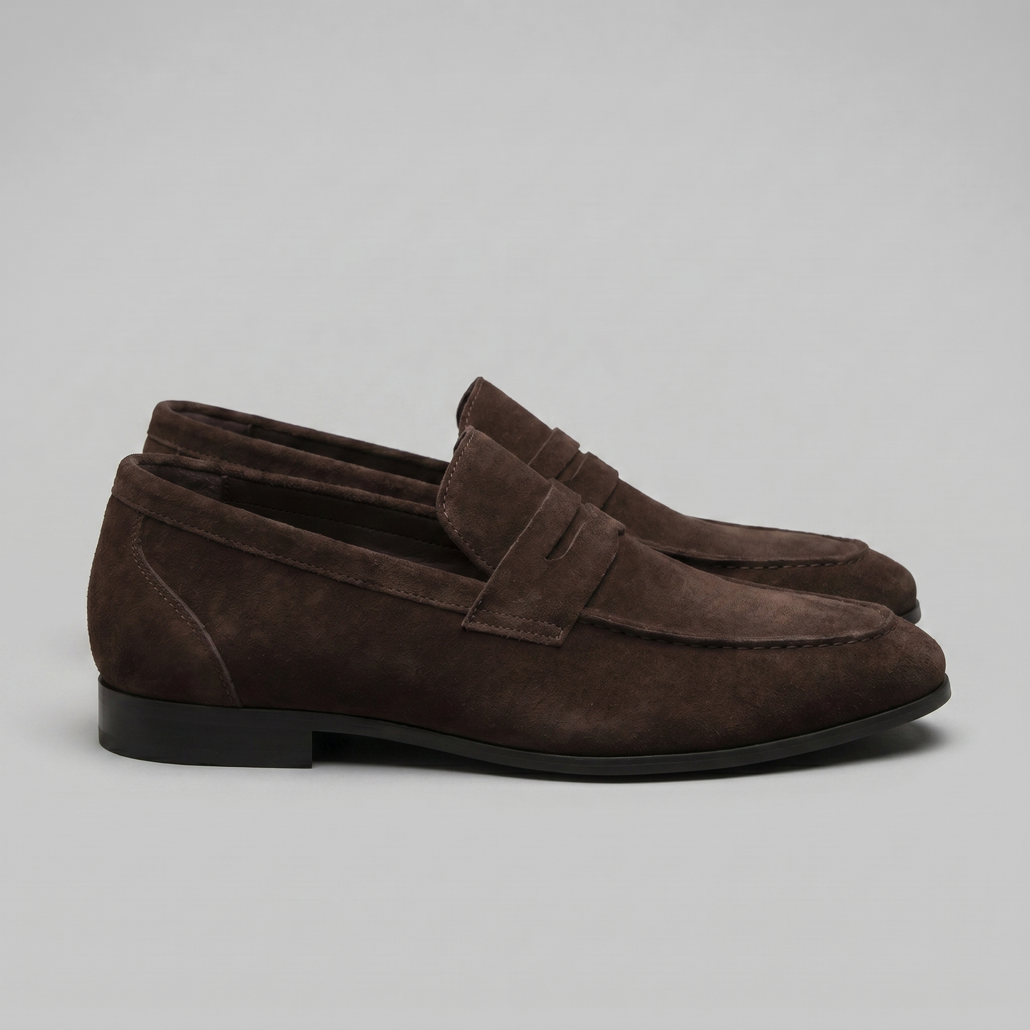 Men's Penny Loafers with Slip-On Design and Moccasin Seam Detail