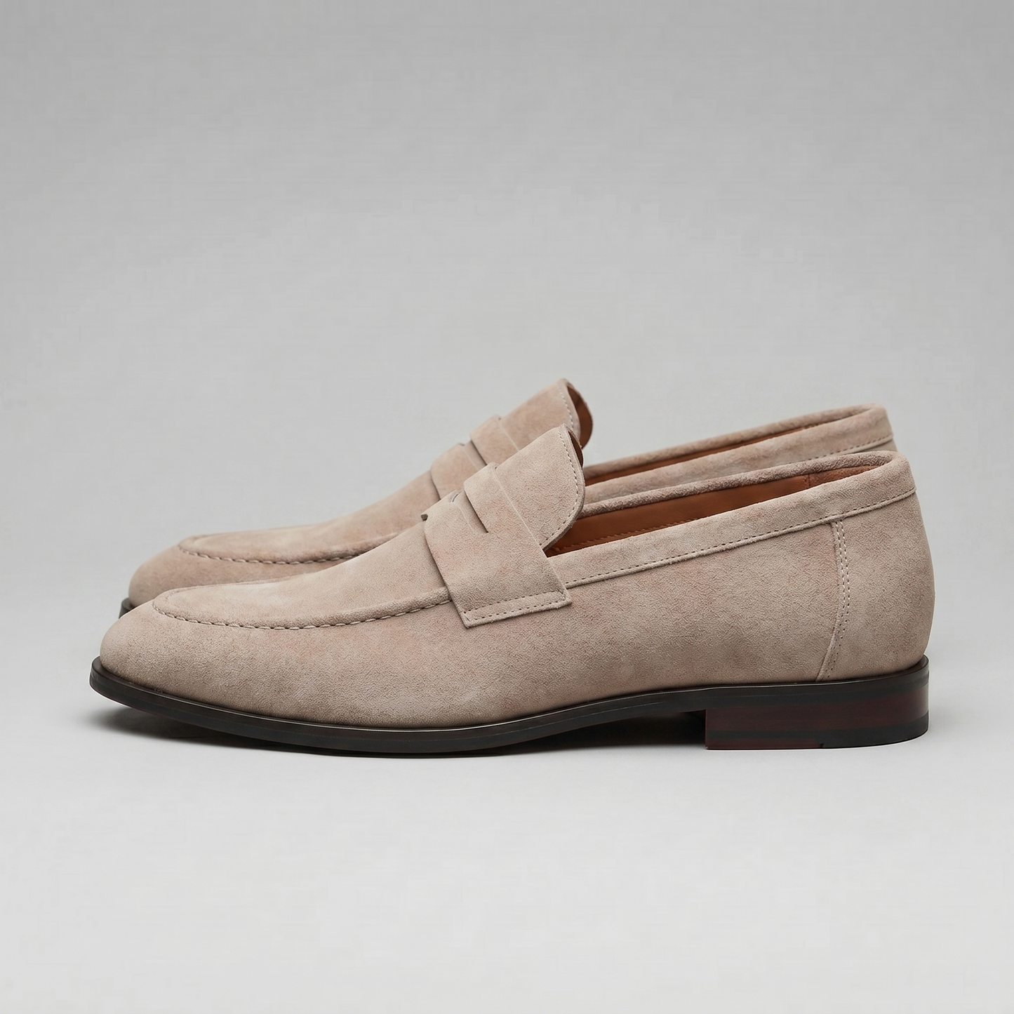 Men's Penny Loafers with Slip-On Design and Moccasin Seam Detail