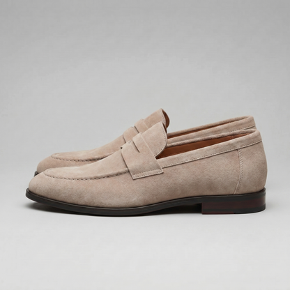 Men's Penny Loafers with Slip-On Design and Moccasin Seam Detail