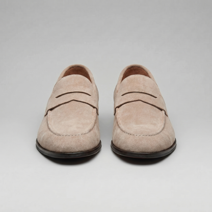 Men's Penny Loafers with Slip-On Design and Moccasin Seam Detail