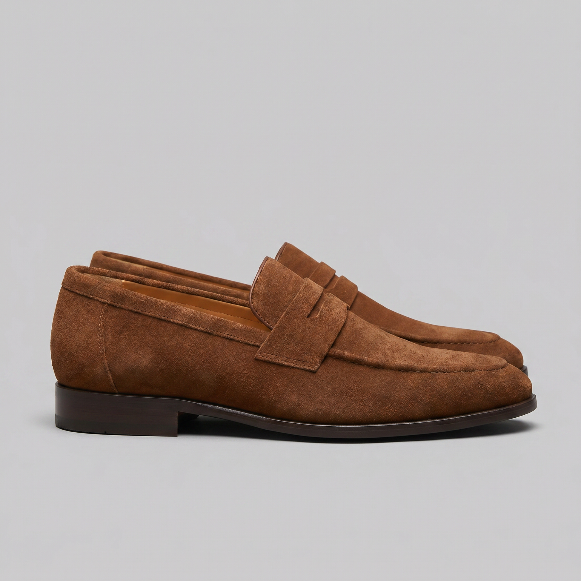 Men's Penny Loafers with Slip-On Design and Moccasin Seam Detail