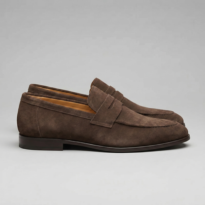 Men's Penny Loafers with Slip-On Design and Moccasin Seam Detail